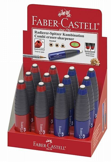 Temperamatite con Contenitore e Gomma Twist Combi Faber Castell - 1 Foro - 184401 (Nero e Rosa)-4