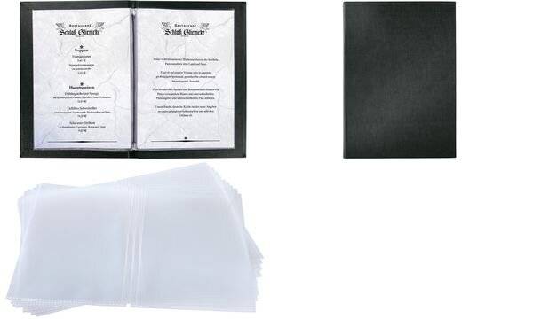 sigel Doppel-Hüllen, DIN A4, aus Kunststoff, transparent passend für Speisekartenmappen mit Gummi-Bindung im DIN A4 (SM1-5