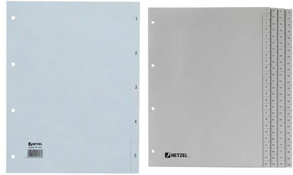 Leitz Hetzel DIN A4 1-100 Polypropylen grau Divisori numerici DIN A4 Polipropilene 721311-1