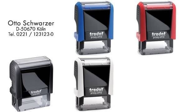 trodat Textstempelautomat Printy 4910, 3-zeilig, rot - für den Markt: D - L - A - CH (51 491020)-0