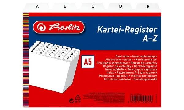 herlitz Karteiregister A - Z, PP, A7 quer, weiß, 24-teilig (01500768-003) (1500768)