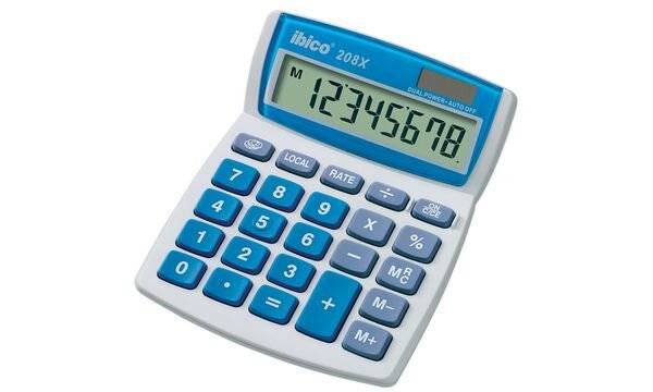 GBC ibico® 208X 106 x 26 x 133 mm (B x H x Calcolatrice da tavolo Bianco/Blu (L x A x P) 10.6 x 2.6 x 13.3 cm-2