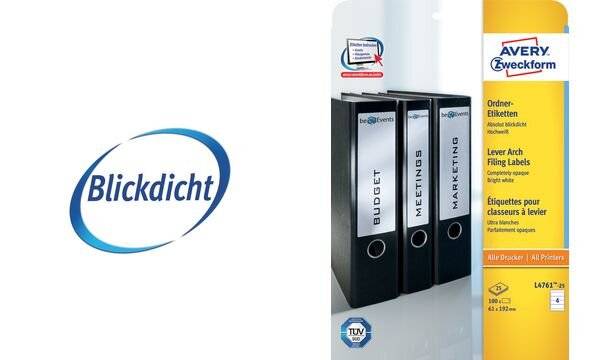 AVERY Zweckform Ordneretiketten L4761-100 weiß - 400 Stück-0