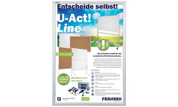 FRANKEN Plakatrahmen Security, feuerfest, DIN A4 silbereloxierter Aluminium-Klapprahmen, inkl. Antireflex - 1 Stück (BS1-1
