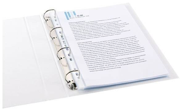ELBA Prospekthülle Standard, DIN A4, PP, 0,09 mm, glasklar oben offen, Eurolochung, dokumentenecht, OHP geeignet (71461)-1