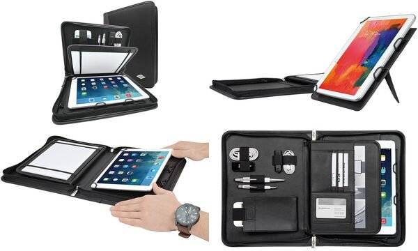 Werner Dorsch WEDO Organizer ELEGANCE - Mappe mit Reißverschluss für Tablet - Kunstleder, texturiertes Nylon - Schwarz (