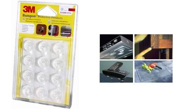 3M Bumpon Elastikpuffer, transparent, rund, Durchm. 22,3 mm Höhe: 10,1 mm, selbstklebend, absorbieren Vibrationen und (S-1