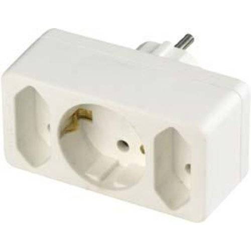 REV Übergangsstecker 2-fach + 1 Schutzkontakt weiss (0512735777 WS)-0