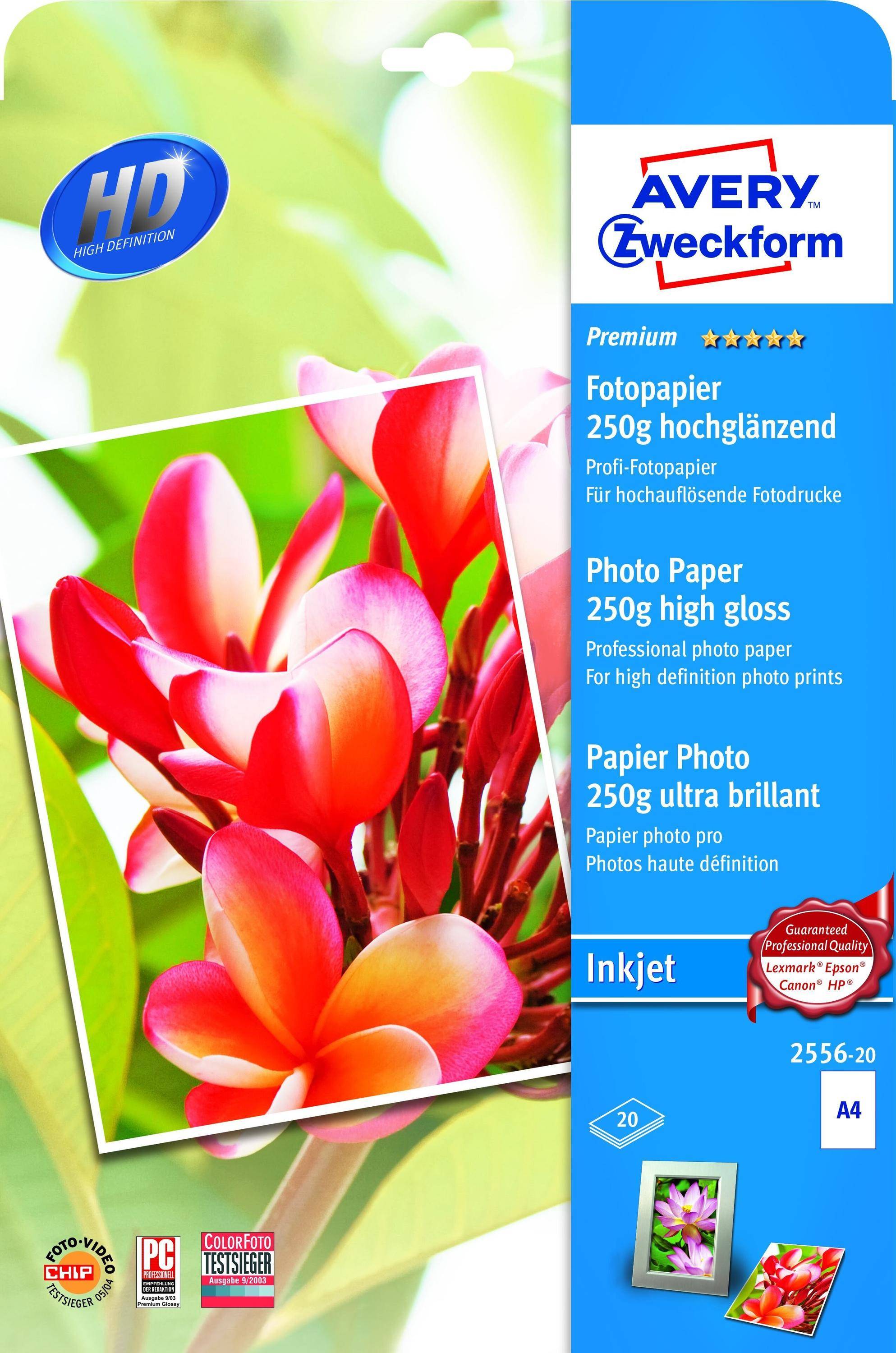 Carta fotografica AVERY Zweckform Premium Inkjet DIN A4 lucida 250 g/mÃ‚Â²-2