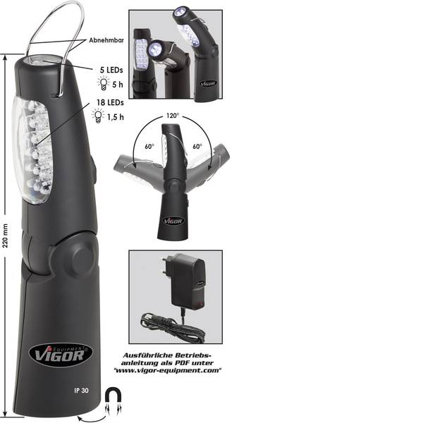 Torce con batterie ricaricabili - Vigor V2316 Lampada da lavoro V2316 - Torce con batterie ricaricabili - Vigor V2316 Lampada da lavoro V2316 -