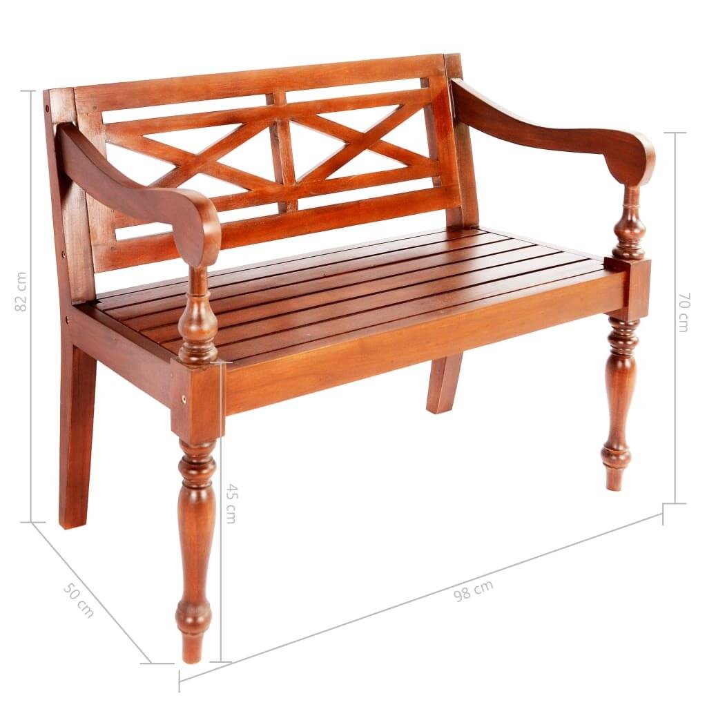 Panchina Batavia 98 cm Legno Massello di Mogano Marrone Scuro-5