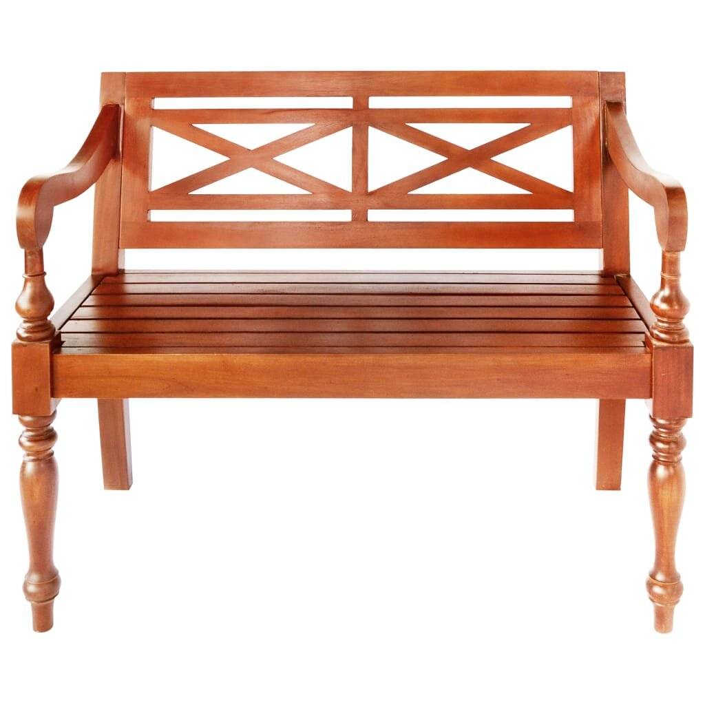 Panchina Batavia 98 cm Legno Massello di Mogano Marrone Scuro-1