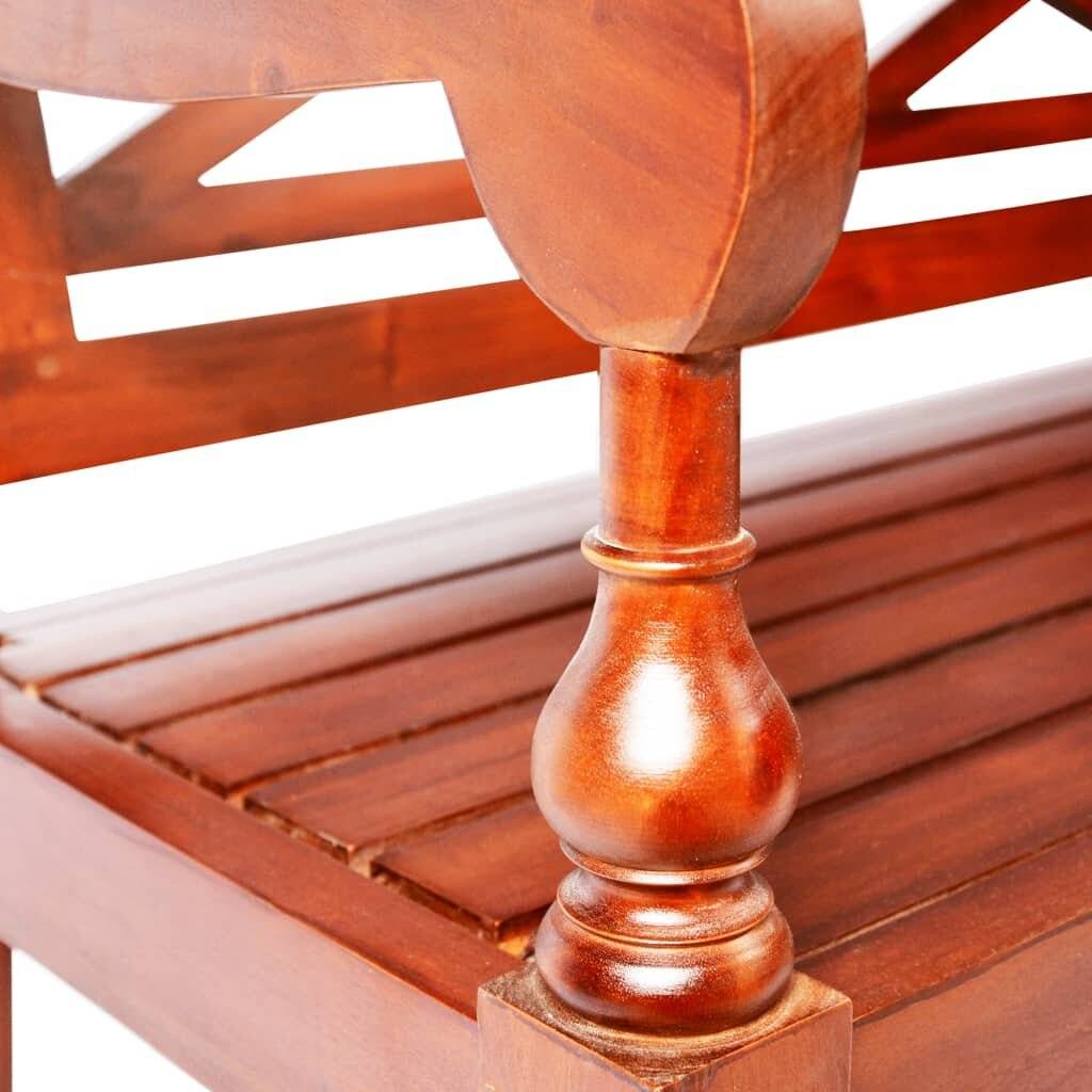 Panchina Batavia 98 cm Legno Massello di Mogano Marrone Scuro-4