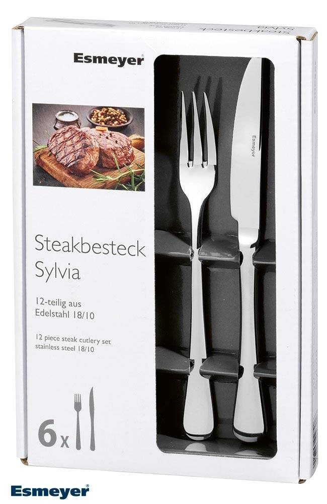 Esmeyer Pizzabesteck/Steakbesteck "SYLVIA", 12-teilig poliert, bestehend aus je 6 Steakgabeln und Steakmessern (156-256)-4