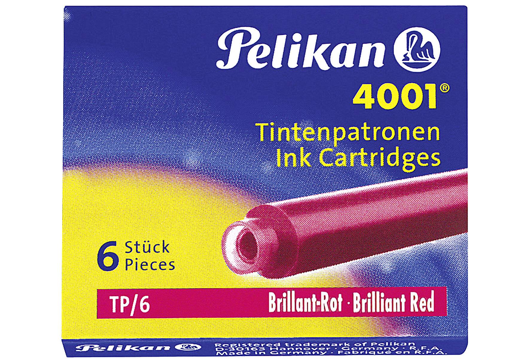 Cartucce per Stilografica 4001 TP/6 Pelikan - 0ATM05 (Rosso Conf. 6)-1