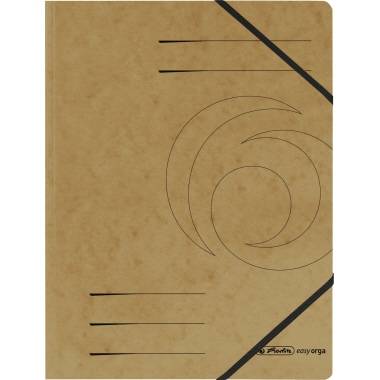 herlitz Eckspanner easyorga, A4, Colorspan-Karton, braun mit 2 praktischen Gummizügen, schwarzer Organisationsdruck - 5-0