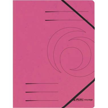 herlitz Eckspanner easyorga, A4, Colorspan-Karton, fuchsia mit 2 praktischen Gummizügen, schwarzer Organisationsdruck --0