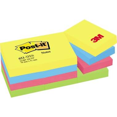 3M Post-It Note Rainbow Pack 653Tfen, 51 x 38 mm, note di detenzione a 4 colori in 4 colori Active Collection (653Tfen)-0