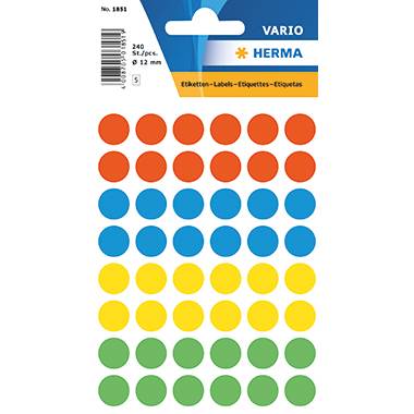 Punti adesivi HERMA ÃƒËœ 12,0 mm rosso, blu, giallo, verde