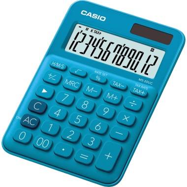 Casio MS-20UC Calcolatrice da tavolo Blu Display (cifre): 12 a energia solare, a batteria (L x A x P) 105 x 23 x 149.5 m-2