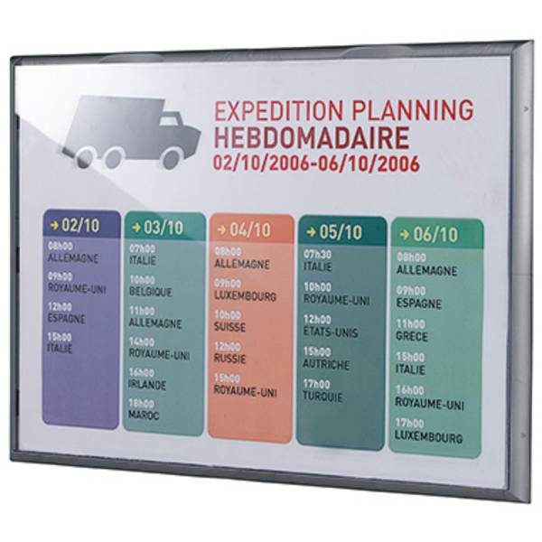 PAPERFLOW Wandschild Info Display, DIN A3, Farbe: alu-grau Rahmen aus Polystyrol, Scheibe aus Kristallpolystyrol, - 1 St