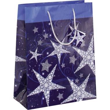 sigel Weihnachts-Geschenktüte "Shining Stars" Geschenktasche mit Glanzlackierung und Geschenkanhänger, - 5 Stück (GT025)-0
