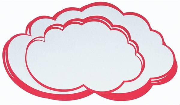 FRANKEN Moderationskarte Wolke, 420 x 250 mm, weiß mit rotem rotem Rand, 100% Altpapier, 170 g/qm - Inhalt = 20 Stück (U