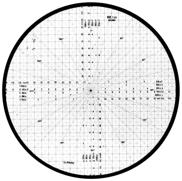 MITUTOYO, 201380, Grid e protractor chart ø 250 mm, Overlay chart per proiettore di misurazione-1