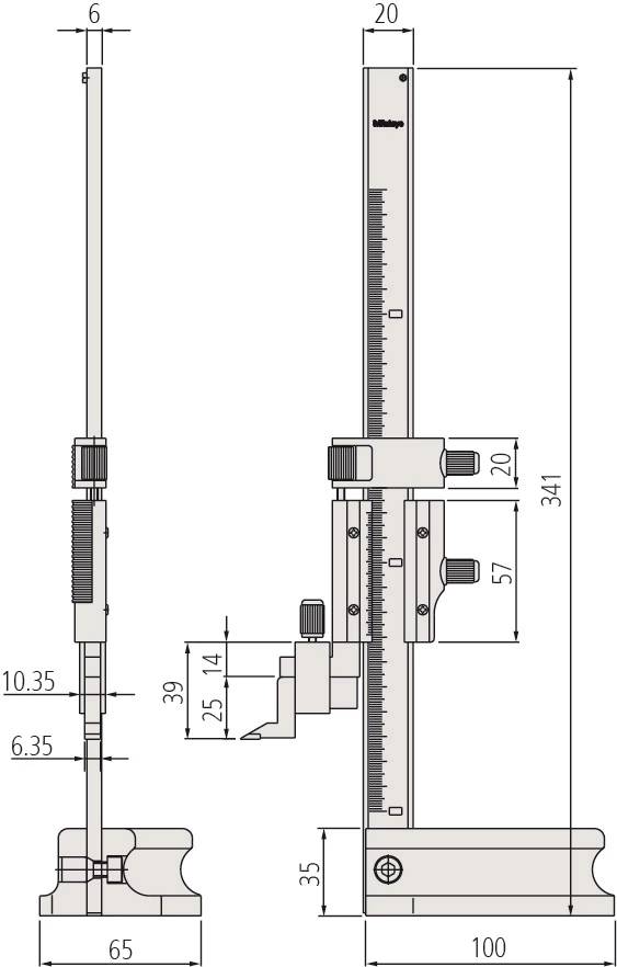 MITUTOYO, 506-208, Calibro di altezza a nonio, 0-8"-2