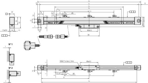 MITUTOYO, 539-207-40, Lineare Scale AT113-400F-0