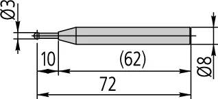 MITUTOYO, 957262, sfera Sonda Coaxial Tipo, D=3mm, 72mm Length-2