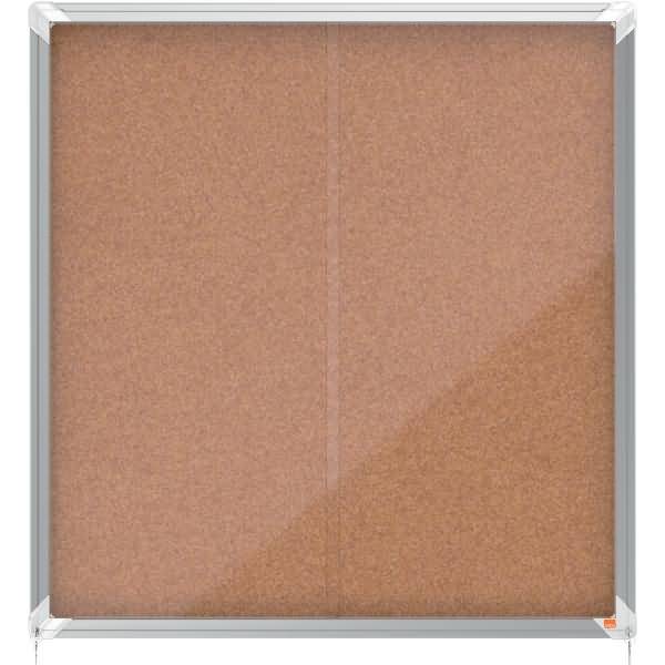 Nobo Bacheca per interni-fondo in sughero 12xA4 anta scorrevole (Nobo 1902574 Premium Plus Cork Lockable Notice Board 12-1