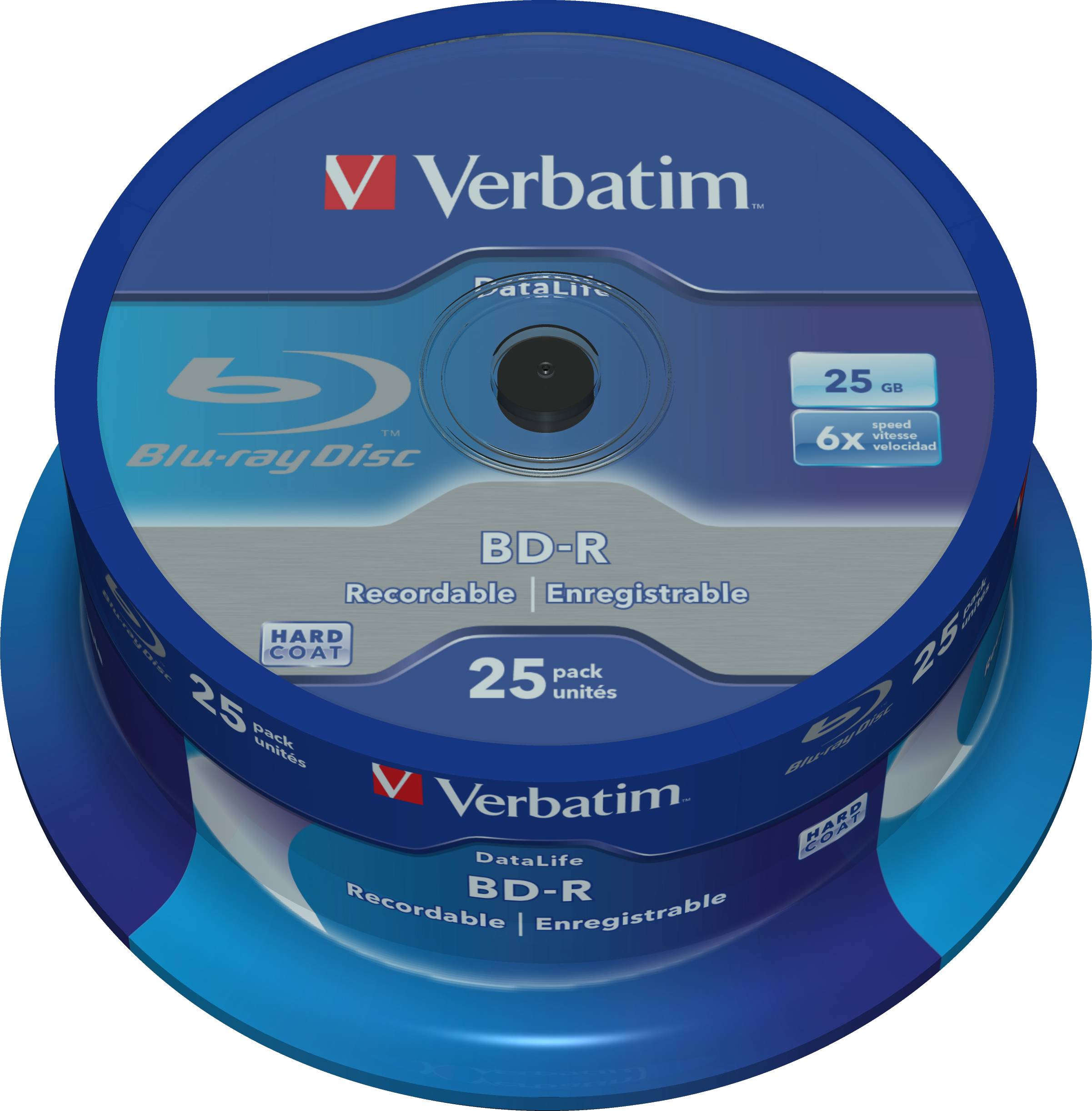 Verbatim Datalife 6x BD-R 25 GB 25 pz (Verbatim BD-R Single Layer DATALIFE 25GB 6X White 25 Pack)-1