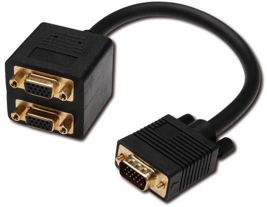 Digitus VGA Cavo a Y Spina VGA 15pin, Presa VGA 15pin, Presa VGA 15pin 0.20 m Nero AK-310400-002-S Cavo VGA-1