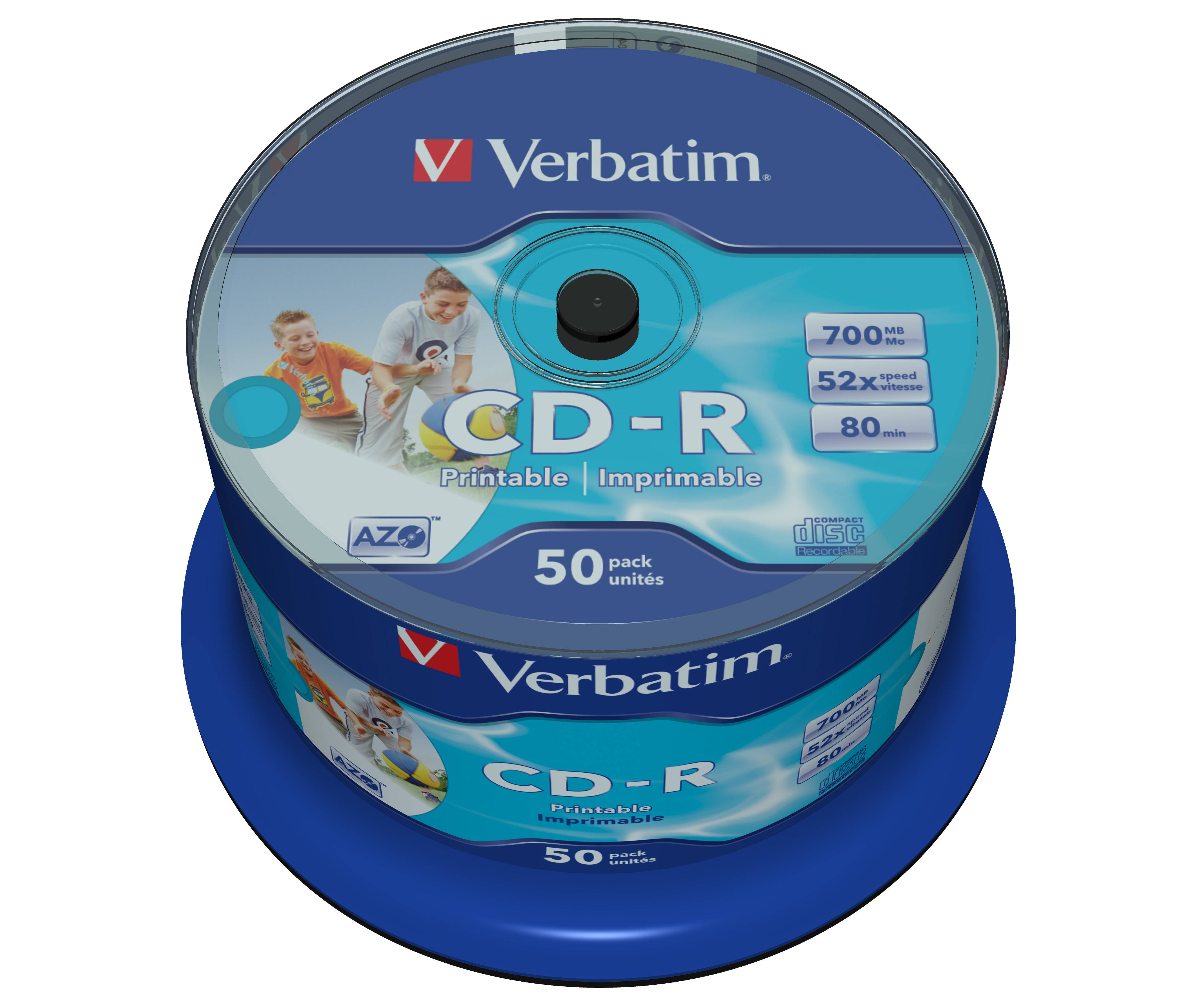 Cd-r 80 min. 700 mb Verbatim printable campana pz.50-1