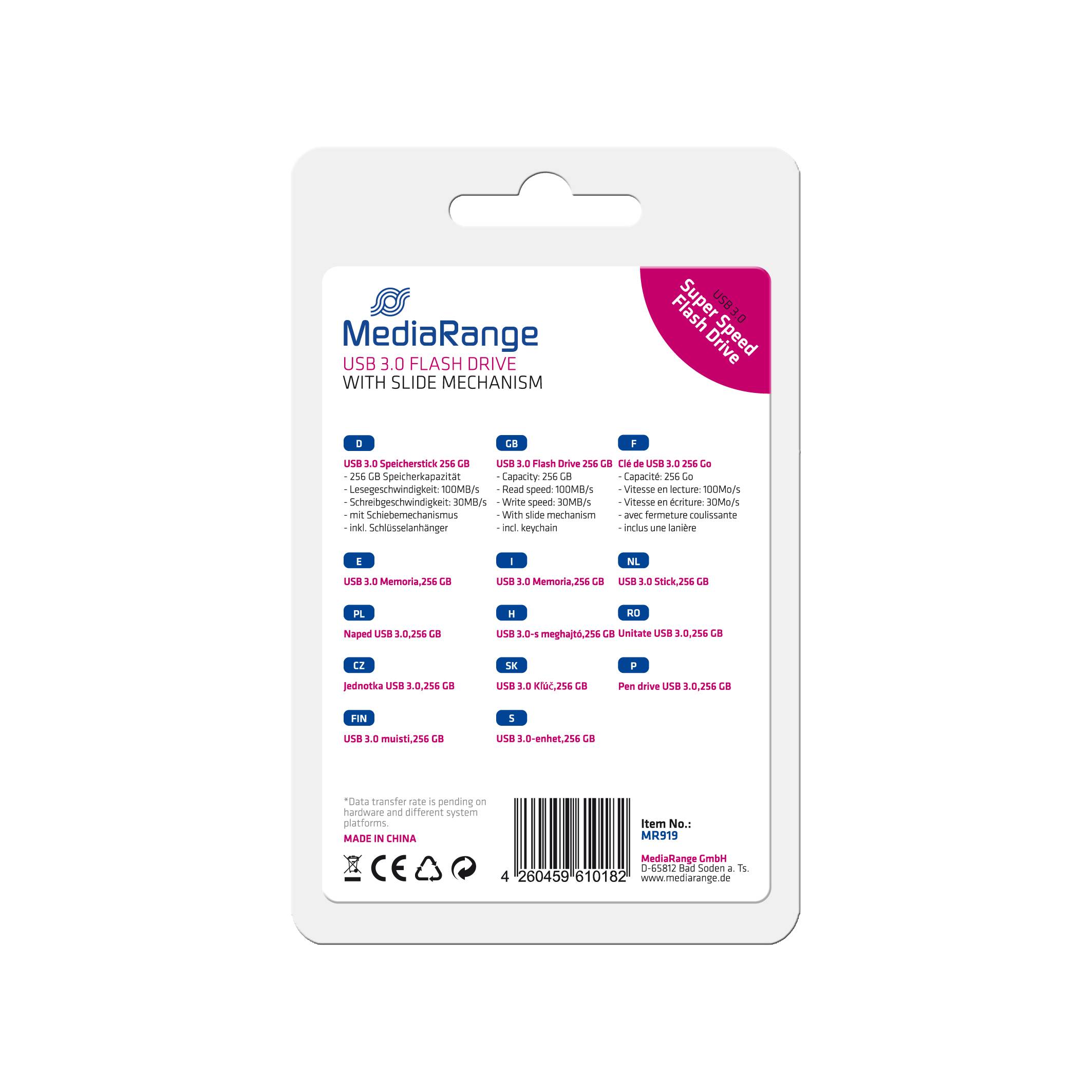 Chiavetta USB 256GB MediaRange, nera 256GB, nera, USB 3.0-1