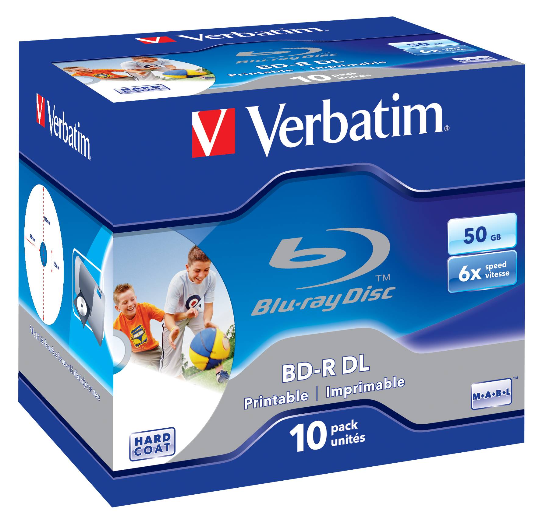 Verbatim - 10 x BD-R DL - 50GB 6x - mit Tintenstrahldrucker bedruckbare Oberfläche - Jewel Case (Schachtel) (43736)-1
