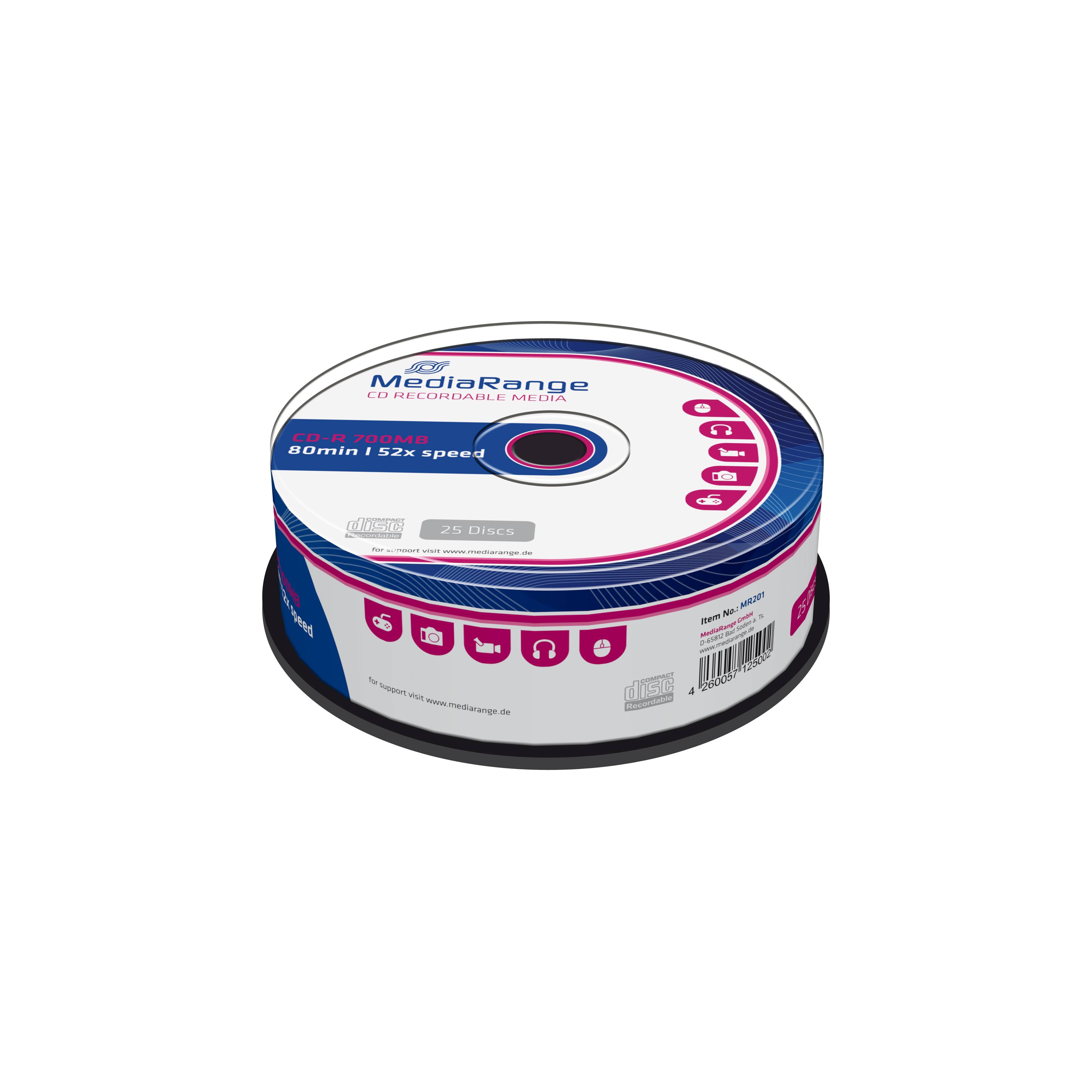 MediaRange MR201 CD-R 700 MB 52x 25 pz (MediaRange - CD-R x 25 - 700 MB - lagr)-1