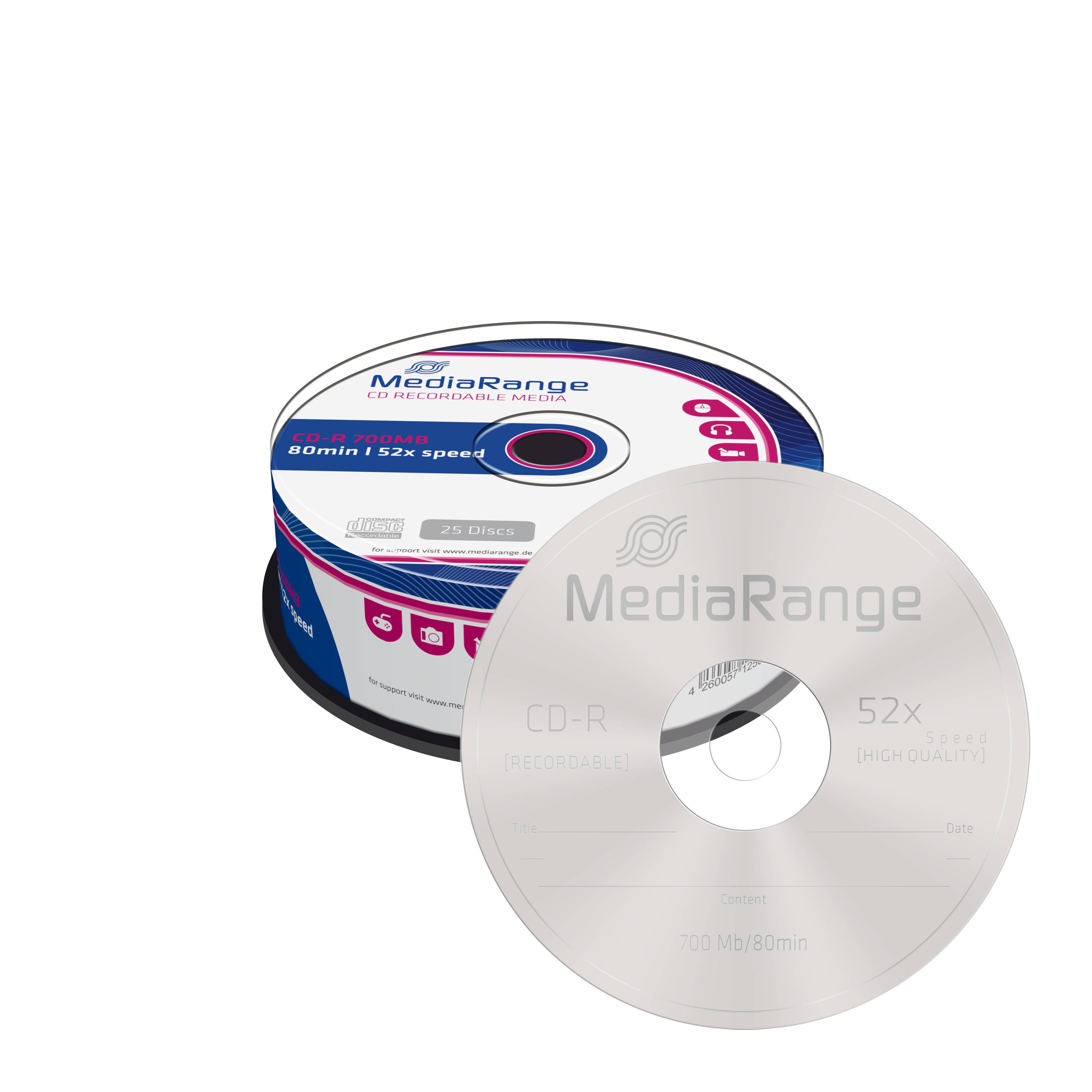 MediaRange MR201 CD-R 700 MB 52x 25 pz (MediaRange - CD-R x 25 - 700 MB - lagr)-2