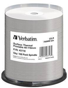 Verbatim CD-R Thermal Printable No ID Brand 700 MB 52x 100 pz (Verbatim - CD-R x 100 - 700 MB - lagri)-1