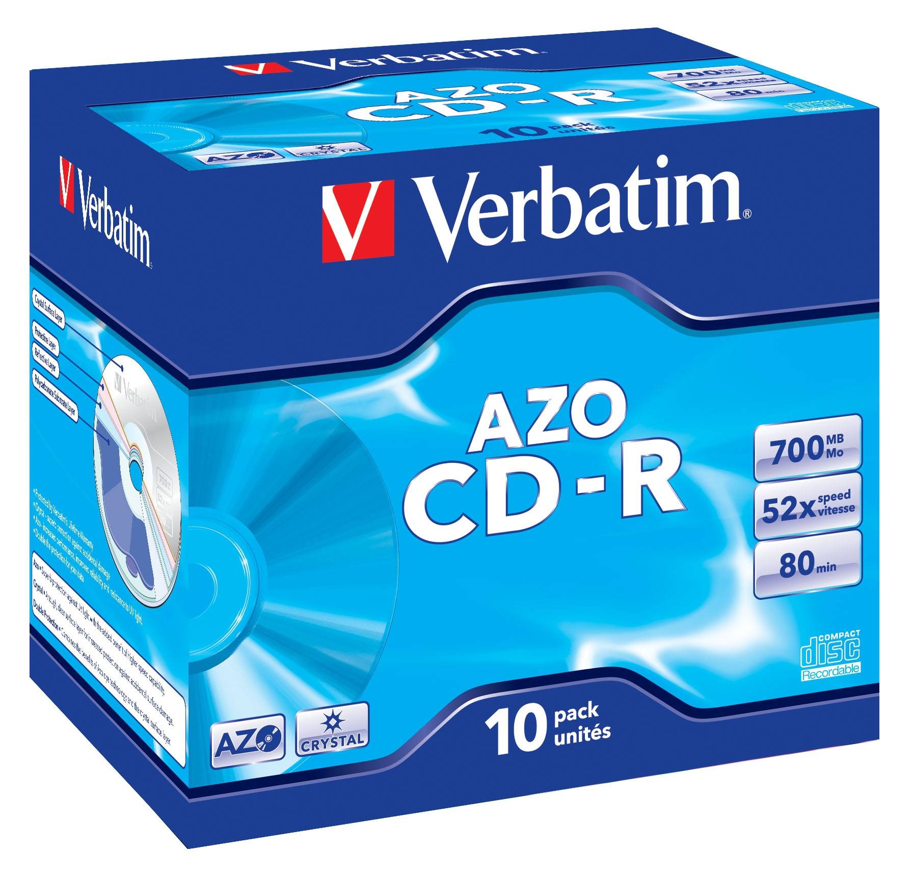Verbatim CD-R AZO Crystal 700 MB 52x 10 pz-1