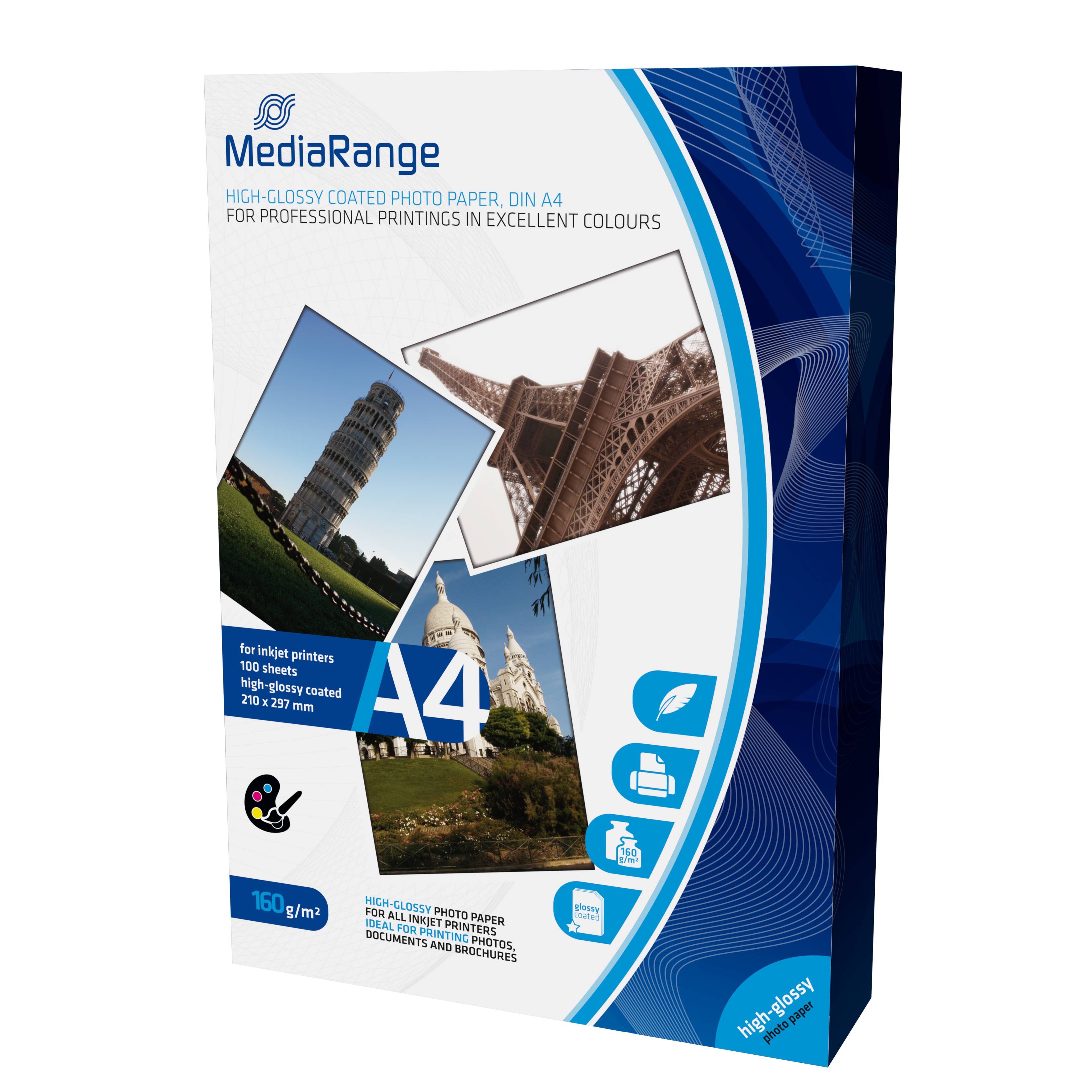Foto Papier MediaRange hochglänzend A4 160g 100 Blatt (MRINK105)-1