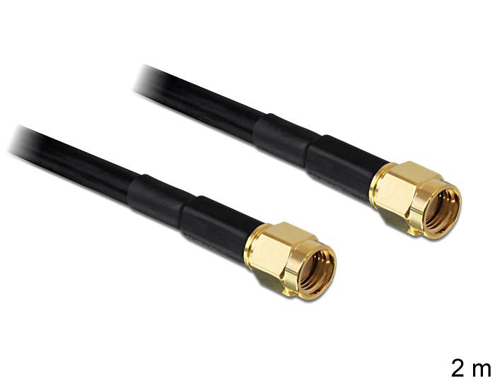 Delock Antenna WLAN Cavo [1x Spina RP-SMA - 1x Spina RP-SMA] 2.00 m Nero-1