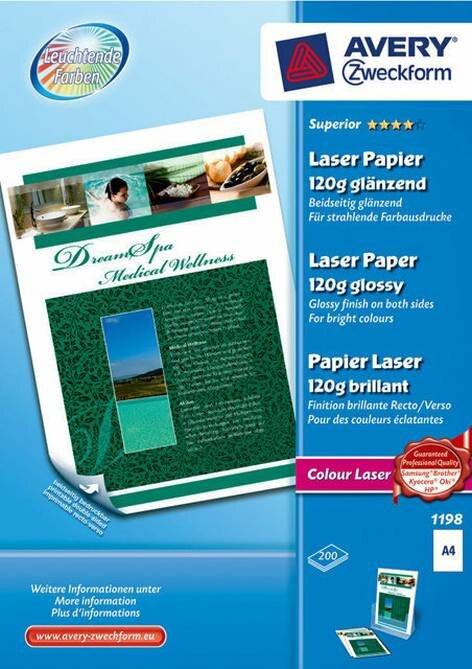 Avery Premium Colour Laser Photo Paper 120 g/m² carta inkjet A4 (210x297 mm) Lucida Bianco-2