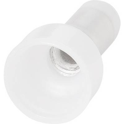 Un raccordo bianco in plastica con un'apertura cilindrica che serve per il fissaggio a un'altra parte.