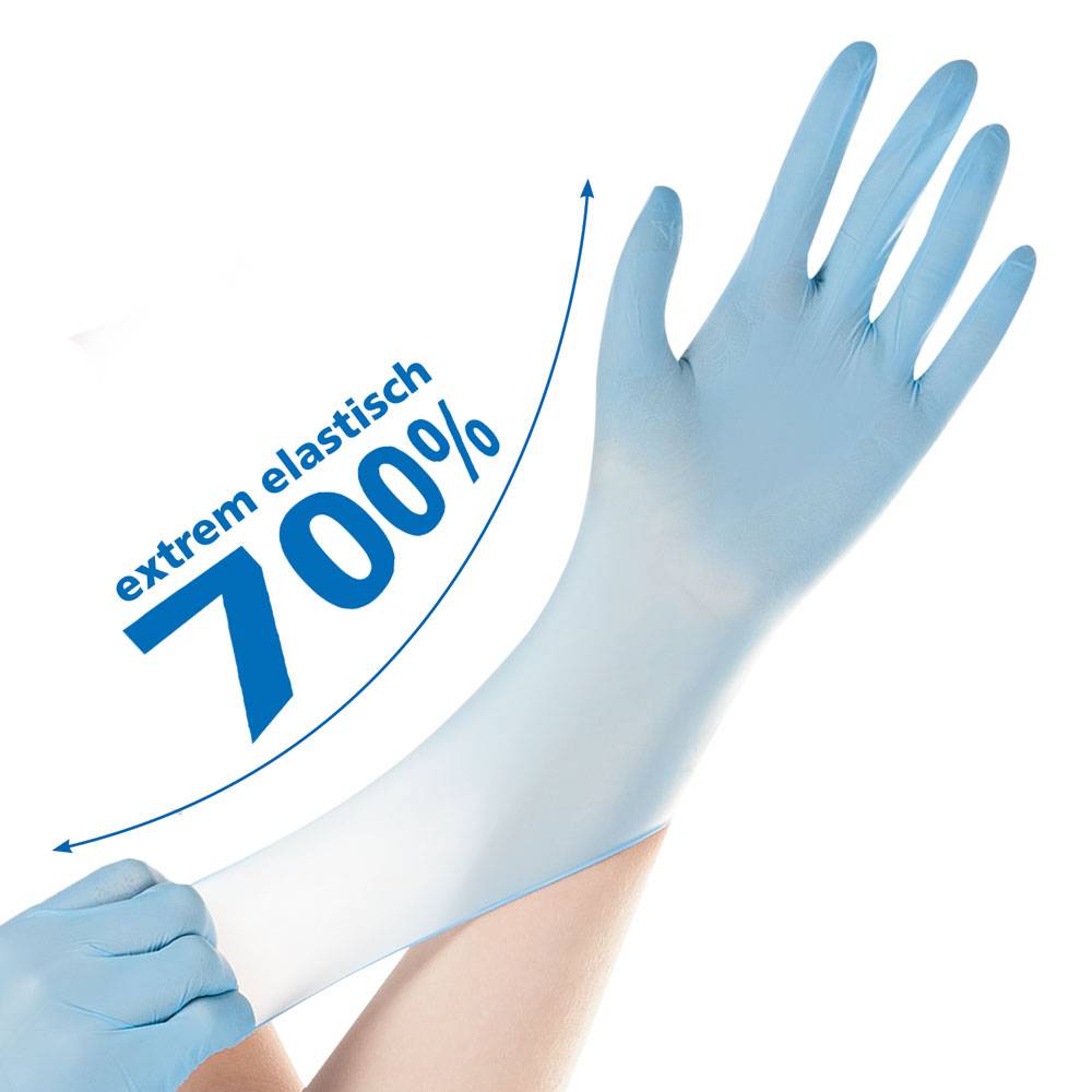 Guanto in nitrile Hygostar SAFE SUPER STRETCH , blu, taglia S, senza polvere-1