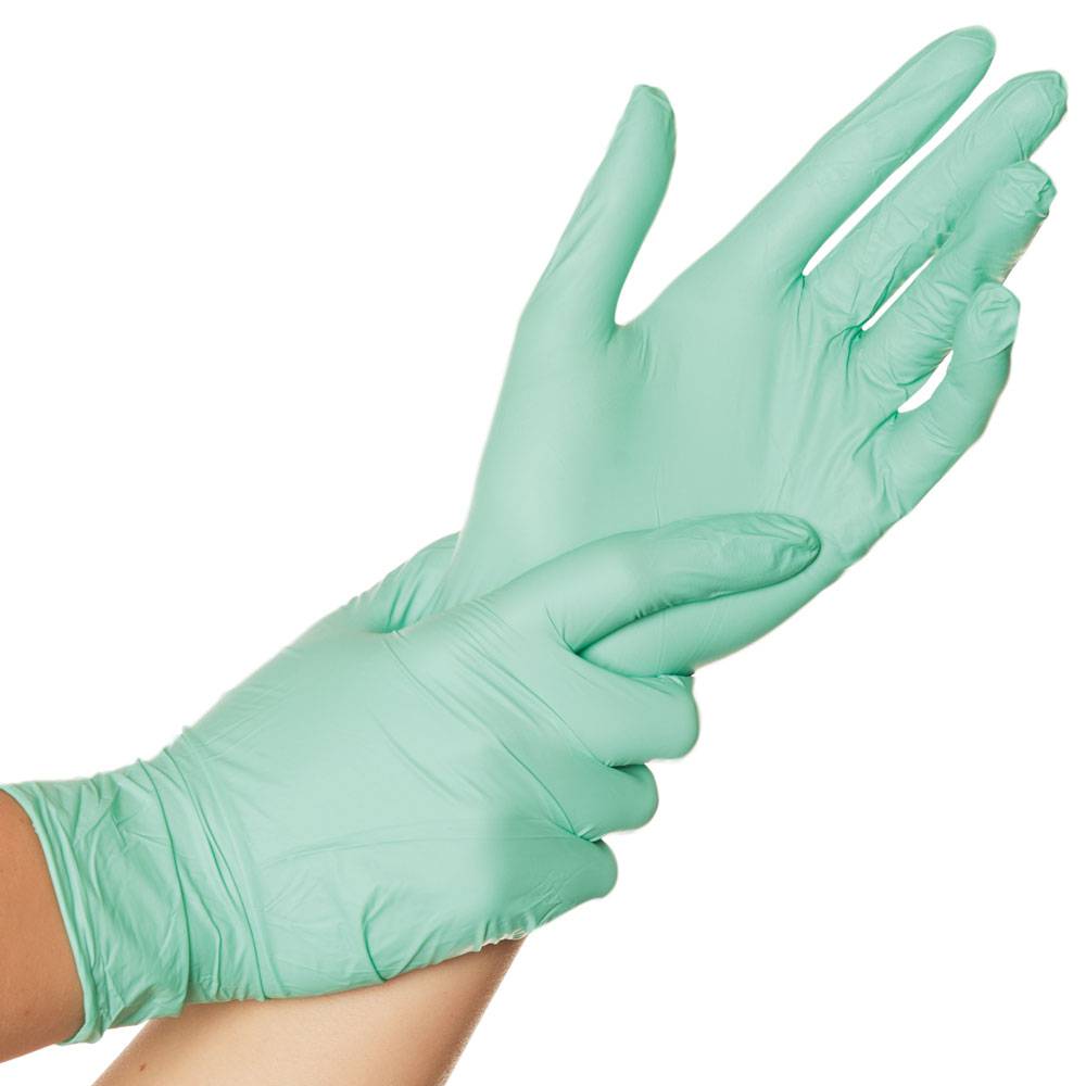 Guanto in nitrile Hygostar SAFE LIGHT, verde, taglia M, senza polvere-1