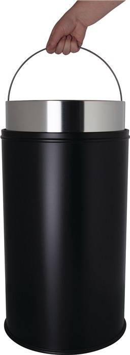 Immagine premio per helit Abfallbehälter mit Push-Einwurfklappe, 50 Liter schwarz, rund, Metall-Abfallbehälter, mit verzinktem Metall- (H240