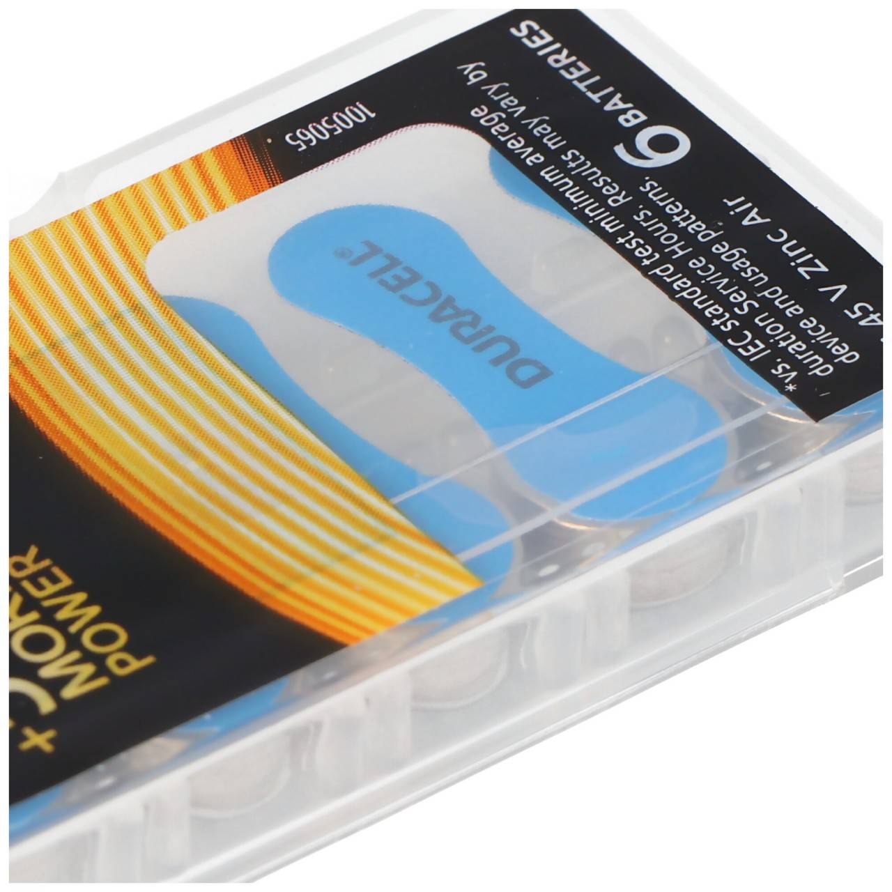Batteria per apparecchi acustici Duracell 675, batterie zinco-aria IEC PR44 6 pezzi in scatola di plastica-1