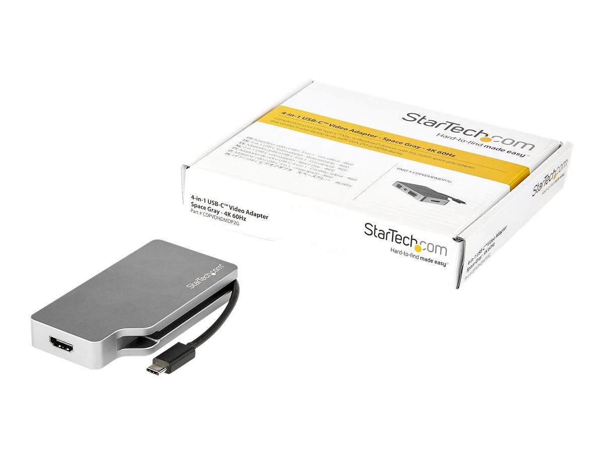 StarTech.com Adattatore Multiporta Video USB-C 4 in 1 in Alluminio - 4K 60Hz - Grigio Siderale (CDPVDHDMDP2G)-0